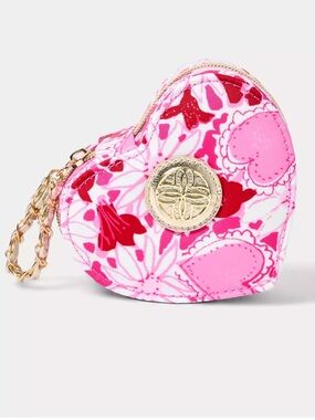 NWT Lilly Pulitzer Heart Shaped Jewelry Case in Confetti Pink Dear Heart